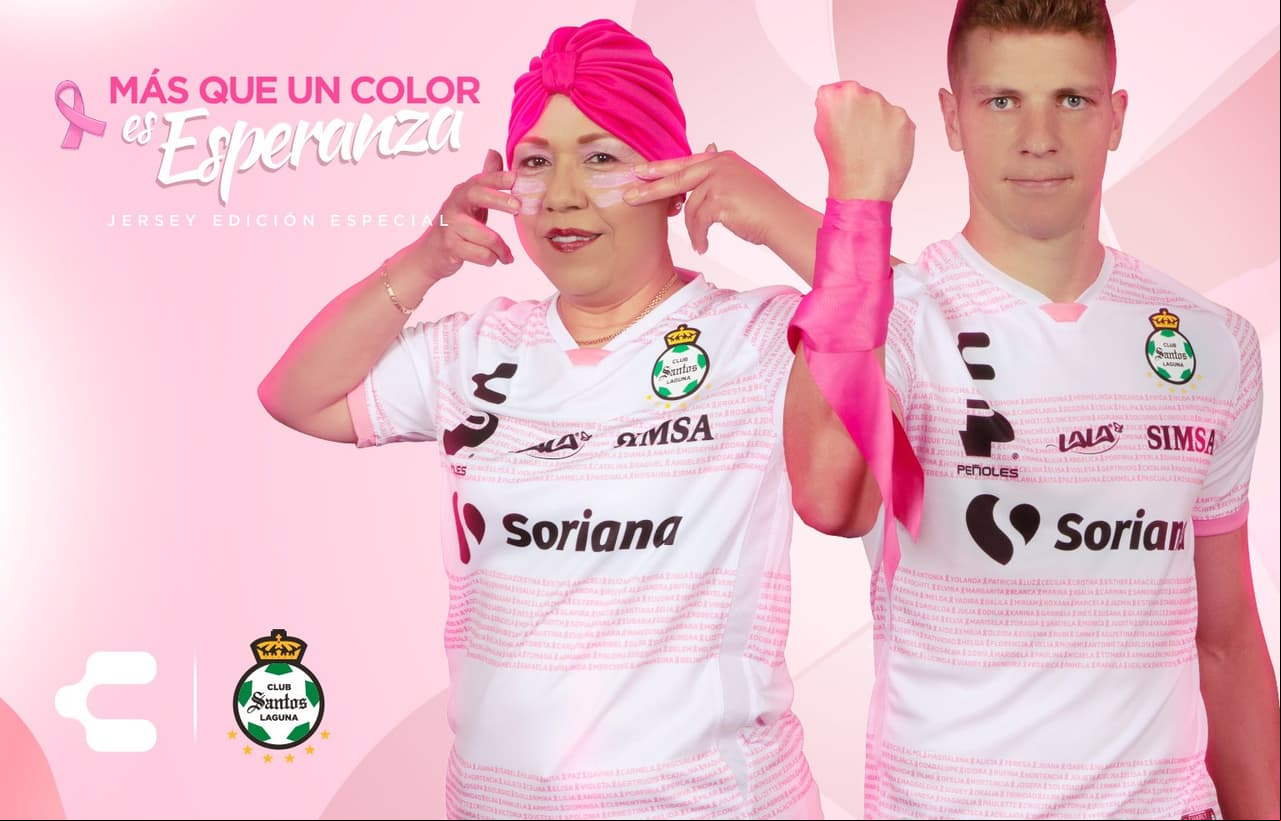 Atlas y Santos presente unos hermosos jerseys de edición especial para apoyar a la lucha frente al Cáncer de Mama en México.