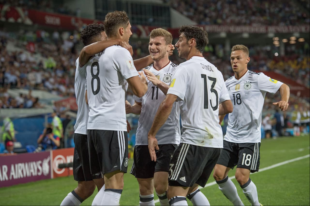 Action photo during the match  vs Mexico corresponding Semifinals to the FIFA Confederations Cup Russia 2017 at Olimpiyskiy Stadion Fisht, Sochi, Russia. Foto de accion durante el partido Alemania vs Mexico, Correspondiente a las Semifinales de la Copa FIFA Confederaciones Rusia 2017 en el Estadio de Olimpiyskiy Stadion Fisht, Sochi, Rusia, en la foto: Gol Leon GORETZKA Alemania 29/06/2017/MEXSPORT/David Leah