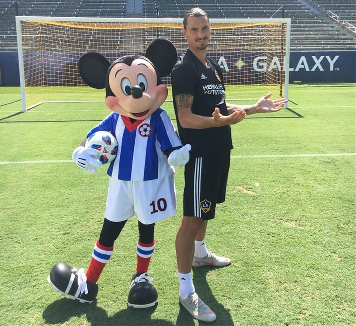 Con su llegada a Los Angeles Galaxy, Zlatan Ibrahimovic recibió la visita de Mickey Mouse, solo porque es Zlatan.