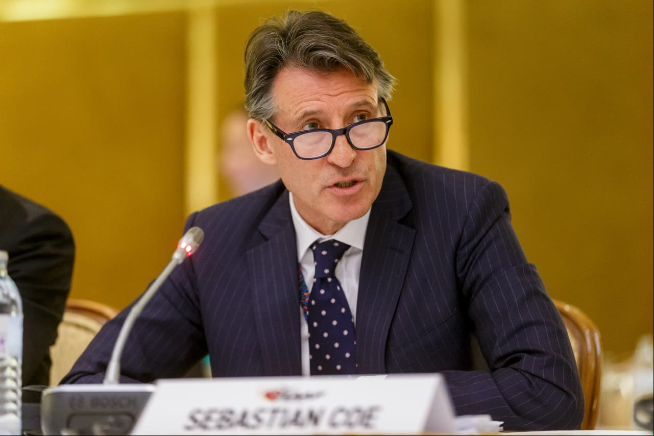Sebastian Coe durante la reunión en Viena de la IAAF.